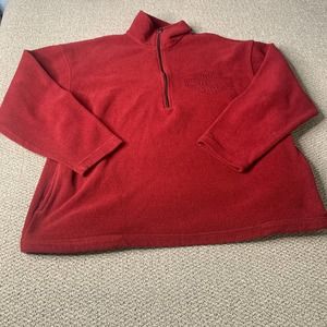 Harley Davidson Mens Sweater Red Fleece‎ 1/4 Zip Illinois Long Sleeves Pullover